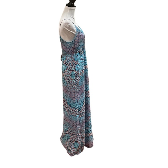 Charlie Paige abstract print spaghetti strap vacation summer maxi dress medium - Picture 3 of 15